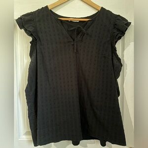 Sonoma Black Swiss Dot double ruffle cap sleeve top size XXL